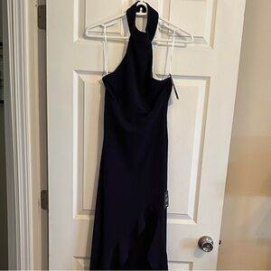 Elegant Navy Halter Dress